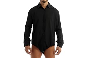 YiZYiF Camicia Body da Danza Latino Moderno Uomo Costumi da Ballo Bottoni di Base Dancewear Tango Samba Rumba Pratica Prestazione Competizione