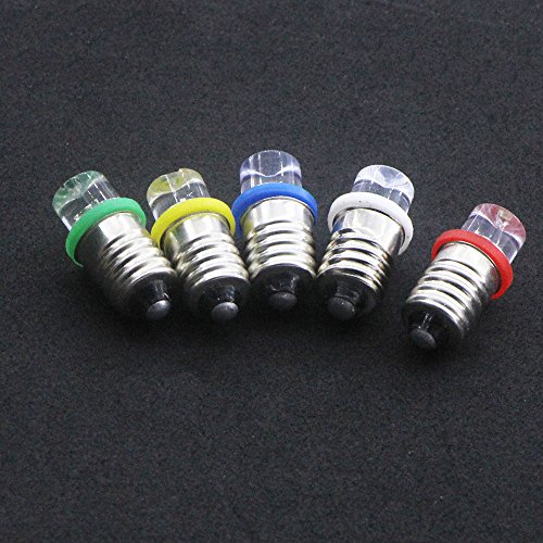 GutReise DC 10pcs e10 3v 4.5v 6v 8v 9v 12v 24v flutlicht led birne flut lampen kalt weiß gelb blau, grün, rot + 10pcs e10 basis (12v, grüne) - 8