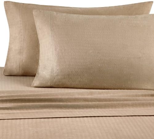 Casual Living Heavyweight Damask Stripe Flannel Sheet Set, Full, Linen