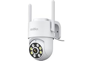Reobiux 1080P Telecamera Wi-Fi Esterno,Videocamera Sorveglianza Esterno,2.4G WiFI,PTZ,Cablata,Visione Notturna Colori,Audio Bidirezionale,Rilevamento Persone,Allarme,Usb,IP66