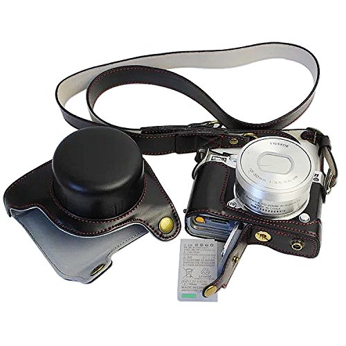 First2savvv XJD-J5-HH01S01 Premium Qualität braun Ganzkörper- präzise Passform PU-Leder Kameratasche Fall Tasche Cover für Nikon 1 J5 mit 10-30mm Lens mit Kameragurt - 2