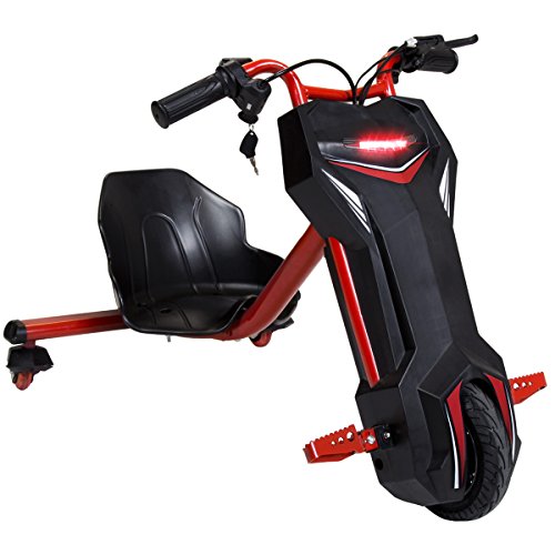 Charles Bentley 360 Electric 3 Wheeled Red & Black Swerve Trike Outdoor Drift Toy with 36V rechargeable lithium battery -