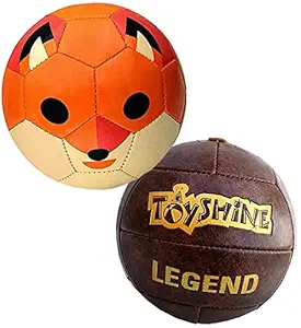 Toyshine Pack of 2 Fox and Legend Kids Football Soccer Educational Toy Ball | Fox - Size 3, Legend - Size 5 | 4-8 Year Kids Toy Gift Sports, Pump Included