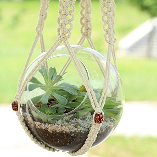Mkono Pflanzen Makramee Blumenampel innen Außen Hängeampel Hängender aus Jute 4 Baumwolle 90cm (Blumentopf ist nicht enthalten) - 2
