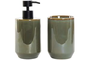 DKD Home Decor Set de baño, PVC, Verde, Estándar