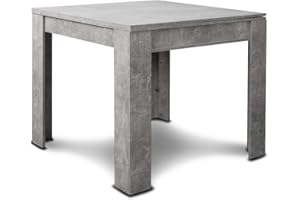 BAKAJI Tavolo Quadrato Allungabile 90x90 cm, Apertura a Libro, Design Moderno Ribaltabile, Apribile 4-8 Posti, Ideale per Sala Pranzo, Soggiorno, Cucina, Arredamento Interno (Grigio Cemento)
