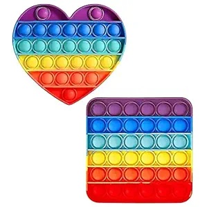 Foxit Pop Bubble Fidget Toy, Sensory Toy, Autism Special Needs Silicone Stress Relief Toy, Great Fidget Toy Sensory Toys Novelty Gifts for Girls, Boys and Kids Adults (Multicolor) Set of 2