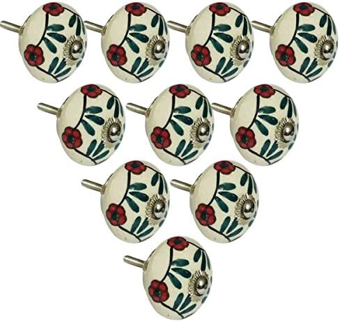 Handmade Knobs Sale - Set of 10 White Flower Ceramic Knobs Handmade Design Drawer Knob / Cabinet Pulls / Handles - Home Decor Accessories