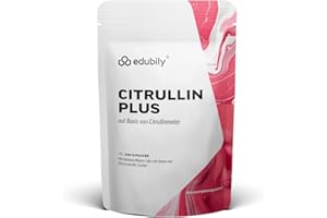 ‎EDUBILY NUTRITION Citrullin Pulver, Pre-Workout Pump Supplement, L Citrullin Malat Pulver mit Taurin, Vitamin B12 Methylcobalamin, natürliches Vitamin C aus Acerola Extrakt, Metafolin 5 MTHF, mit Stevia, 240g