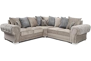 GENERIC Verona - Corner Sofa - 3 Seater - 2 Seater - Mink Fabric - Scatterback Cushions (Corner)