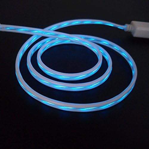 LED Light USB Cable Fast Sync Data Line Charger Cable for iPhone lightning Smartphones 2.8ft/85CM For for iPhone 7 iPhone 7 Plus 6s,iPhone 6s Plus,iPhone 5,5C,5S,iPad Air,iPad mini,iPad mini 2,iPad 4,iPod Touch 5, (Blue light)