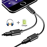 2 in 1 Dual Lightning Audio Adapter for iPhone 8 / 8Plus, 7 / 7Plus, Double Lightning Ports Splitter Cable, Lightning to Aux Audio Headphone and Charge Lightning Adapter for iPhone 7 / 7Plus-Support Music Control and Calling Function (Support for iOS11 System)