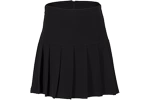 STAR FASHION New Kids Girls School Uniform Half Drop Waist Skirt Pleats Women’s All Round Pleated Plain Skirts with Zip Ladies Summer Skirt’s Schoolwear