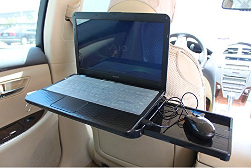 Saflyse Multifunktion Auto Laptop Klapptisch Tischhalterung Autohalter mit Schublade für Auto Rücksitz Kopfstütze und Lenker - 6