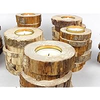 Décoration de mariage rustique, bougeoir en bois rustique, lot de 12 bougeoirs fait main avec des tranches de bois