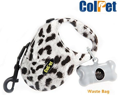 Retractable Dog Leash - Colpet CP-DL01 Retractable Tangle Free Dog Leash One Button Break and Lock, 16ft for Small Medium Large Dogs up to 110bl, Zebra