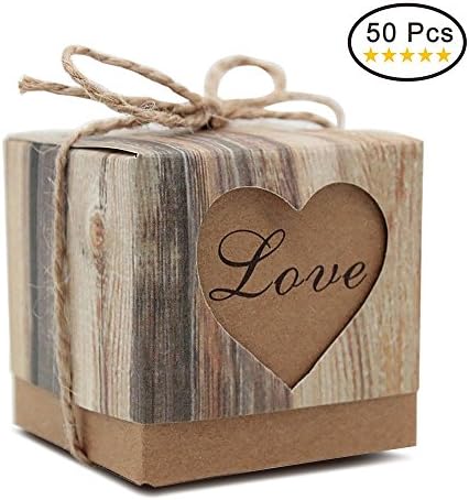 Small Gift Candy Boxes Favor Love Heart for Wedding Party Birthday Bridal Baby Shower Christmas Halloween Presents (50 Pcs)