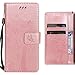 Price comparison product image For Microsoft Lumia 640 LTE Case, Ougger Lucky Leaf Printing Flip Wallet Cover Premium Leather Case Bumper Card Slot Pouch Magnetic Holster Stand-View Function (Rose Gold)