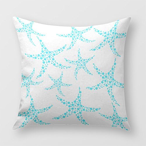 Dotty Starfish Pattern In Turquoise And White. Throw Pillow Cover for Sofa or Bedrooms