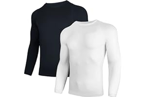 AMZSPORT 2 Pezzi Maglia Compressione Uomo Maglietta Termica Manica Lunga Maglie Sportiva Shirts Traspirante da Asciugatura Rapida Camicia Fitness Palestra