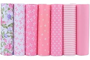 CRAFTS FABRICS Lulizzie Lotto di 7 scampoli di tessuto in 100% cotone rosa (40,6 x 50,8 cm) per trapunte, scrapbooking, progetti fai da te, collage con piccoli puntini sparsi con motivo floreale