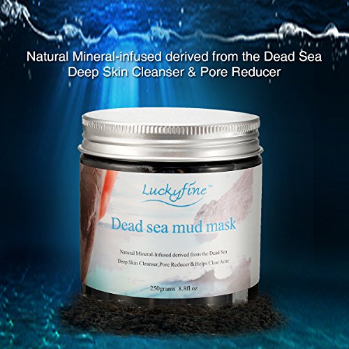 Natürliche Totes Meer Schlamm Maske, LuckyFine Tiefenreinigende / Ölkontrolle / Mitesser Akne entfernen Gesichtsmaske 250g - 3