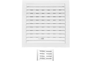 H&C VENT White Ventilation Grille with Connector and Slider and Insect Protection 7,5 x 7,5 Inch / 190 x 190mm Air Vent Extractor Cover for Inside and Outside use Pipe Covers for Wall Door Window