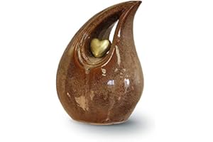 AESTHETIC URNS Teardrop Ceramic Cremation Urn for Ashes Unique Vase Memorial Large Urn for Ashes Adult Urn Brown Colour Exclusive FuneralUrn