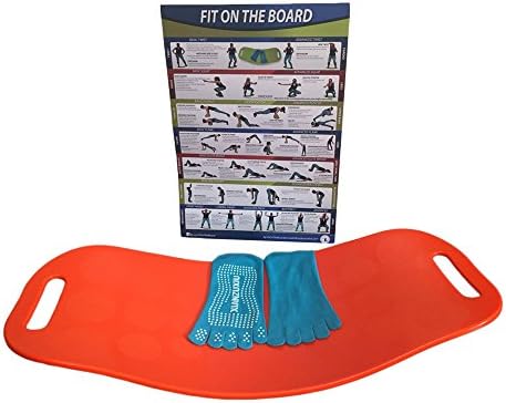 LifestyleULove UNIQUE 5 in 1 BALANCE BOARD With PREMIUM 5 FINGER Non-Slip TOE SOCKS For Vital Barefoot Training in 7 WORKOUTS With FREE WALL POSTER &amp; VIDEOs To Simply Keep You FitOnTheBoard (orange)