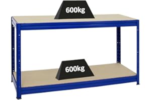 PROREGAL Banco da lavoro regolabile in altezza DINO | AxLxP 90x160x60cm | Portata 600 kg | Blu