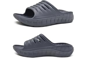 KuaiLu Mens Recovery Sandals With Comfortable Plantar Fasciitis Arch Support, Orthotic Open Toe Sport Slides Thick Cushion Reduces Stress on Feet, Joints & Back Post-Exercise