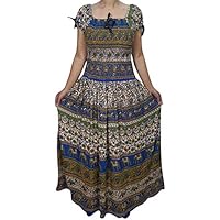 Mogul Interior Womens Gauzy Maxi Dress Spell Bound Off Shoulder Smocked Waist Rayon Dresses One Size Green