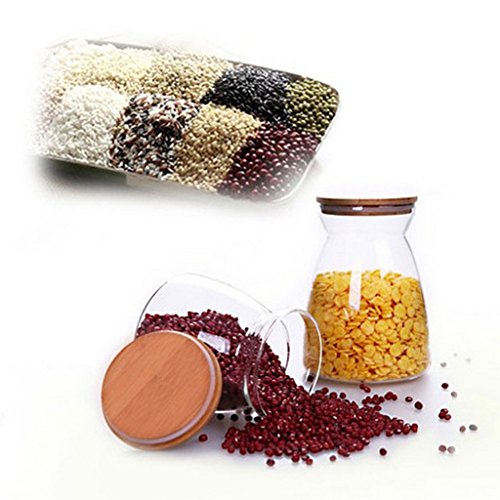 H förmigen Speicher mit Deckel Flasche Klarglas Vase für Pflanze Blume Dekor - 4