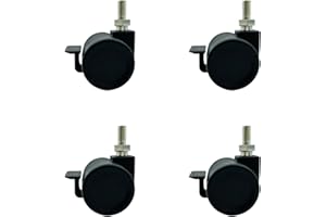 LIKERAINY Ruedas Giratorias Ruedas Giratoria de Nylon con Freno CH2611 Giro de 360 Rueda con Rosca de Montaje para Muebles Gabinete Armarios Diámetro Ø 38mm Paquete de 4