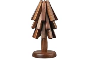 GXFCAI Tree Art for Wood Coasters Set of 3 Wooden Coaster, Walnut Insulation Mat Tree Shape Trivet Set Coaster Table Decoration, Creative Foldable Wood Placemats Home Decoration Housewarming Festival Gift