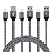 Produktbild SURWELL Lightning auf USB Kabel [3-Pack]*1m iphone Kabel Ladekabel Nylon für iPhone 7 Plus 6 Plus 6S SE Plus 5S 5C 5, iPad Air 2, Mini 3, iPod 5 und iPod Nano 7 (Kohl-Schwarz)