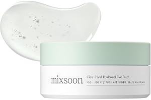 mixsoon Cica-Hyal Hydrogel Eye Patch, Under Eye Patches with 5 Types of Centella, 10 Hyaluronic Acids & Niacinamide, Hydrating, Brightening, Anti-Wrinkle Eye Mask for Dark Circles & Puffiness (60ea)