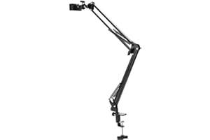 FOCKET Uchwyt na telefon z długim ramieniem, obracany o 360 stopni, elastyczny, składany, uniwersalny uchwyt na telefon komórkowy z obrotowym klipsem, wytrzymały i trwały, do łóżka, biurka