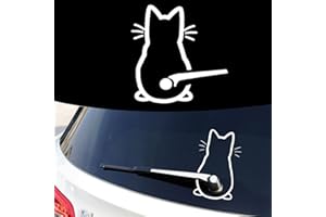 VJUYSW Autocollant pour Essuie-Glace de Chat, 1 Pièces Autocollant de Chaton Amusant pour Essuie-Glace, d'Essuie-Glace de Pare-Brise en Forme de Chat, Essuie-Glace Voiture Autocollants Sticker, Blanc