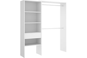 DEKIT GRUPO RIMOBEL Suit Armario Vestidor Abierto, Madera de ingeniería, Blanco, 187x160/110x40 cm