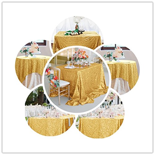 ShinyBeauty Glitzerndes Gold Pailletten Tischdecke-150x260cm Rechteck - 8