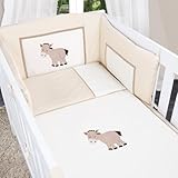 6 teiliges Luxus Bettset Prestij mit Stickerei in beige inkl. Babywickelauflage - 5