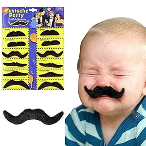 Fake Mustaches, Mexican Mustache, Handlebar Mustache, Multi-Color Self Adhesive Mustaches for Masquerade Party & Performance 12pcs in a Pack