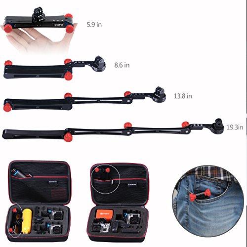 Smatree X1 Palo Selfie Stick Multifuncional para GoPro Hero 6/5/4/3+/3/2/1/Session, Ricoh Theta S, 4K Cámaras Deportiva de Acción, Cámaras Compactas - Rojo