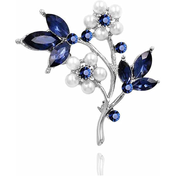 Lot De 4 Anciennes Broches En Cristaux Strass - Motifs Fleurs - À Identifier - Occasion Bon État