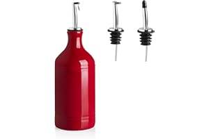 SWEEJAR HOME SWEEJAR Bouteille distributrice d'huile d'olive en porcelaine, opaque protège l'huile pour réduire l'oxydation, 467 ml (rouge)