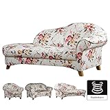 Wunderschöne Chaise Longue im Landhausstil mit Holzfüßen in Buche für Ihr Wohnzimmer