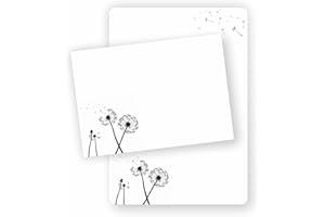 ZARTBESAITET.COM SCHÖNE PRODUKTE AUS PAPIER papier à lettre avec enveloppes Motif pissenlit Format A5