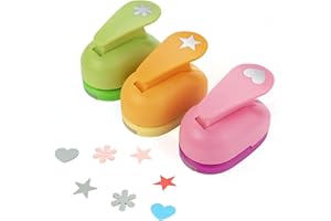 TESSTSY 3 Pieces Colorful Craft Hole Punch, Paper Punches for Crafts,Circle Cutters for Crafting, Crafts Punch Snowflake, Heart, Star Multiple Shapes,for DIY Crafting Scrapbooking, Card Making and Diy Crafts