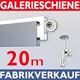  Galerieschiene 20m, Bilderschienen Set Komplettset mit Zubehoer in weiss